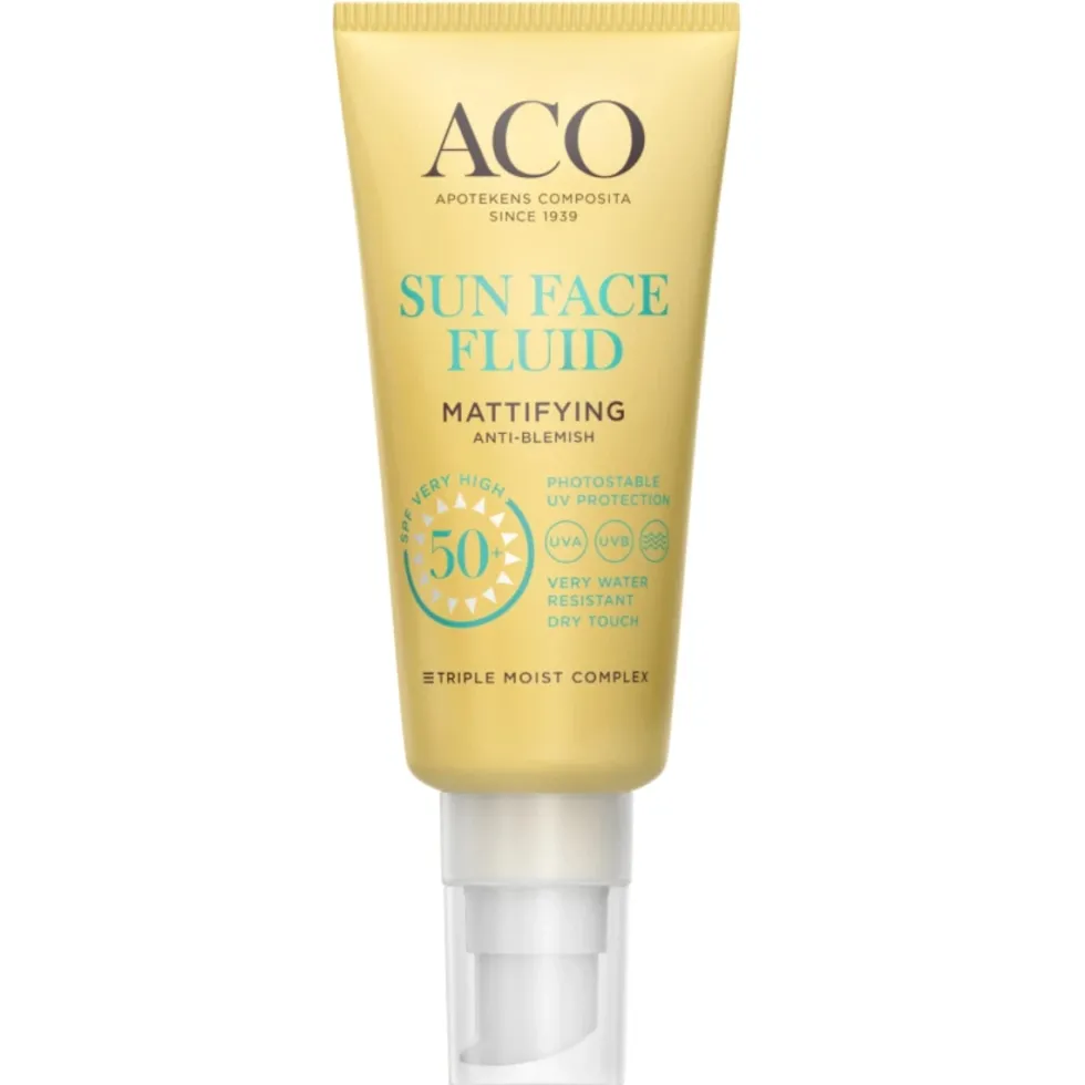ACO Sun Face Fluid Mattifying SPF50+ aurinkovoide kasvoille 40 ml