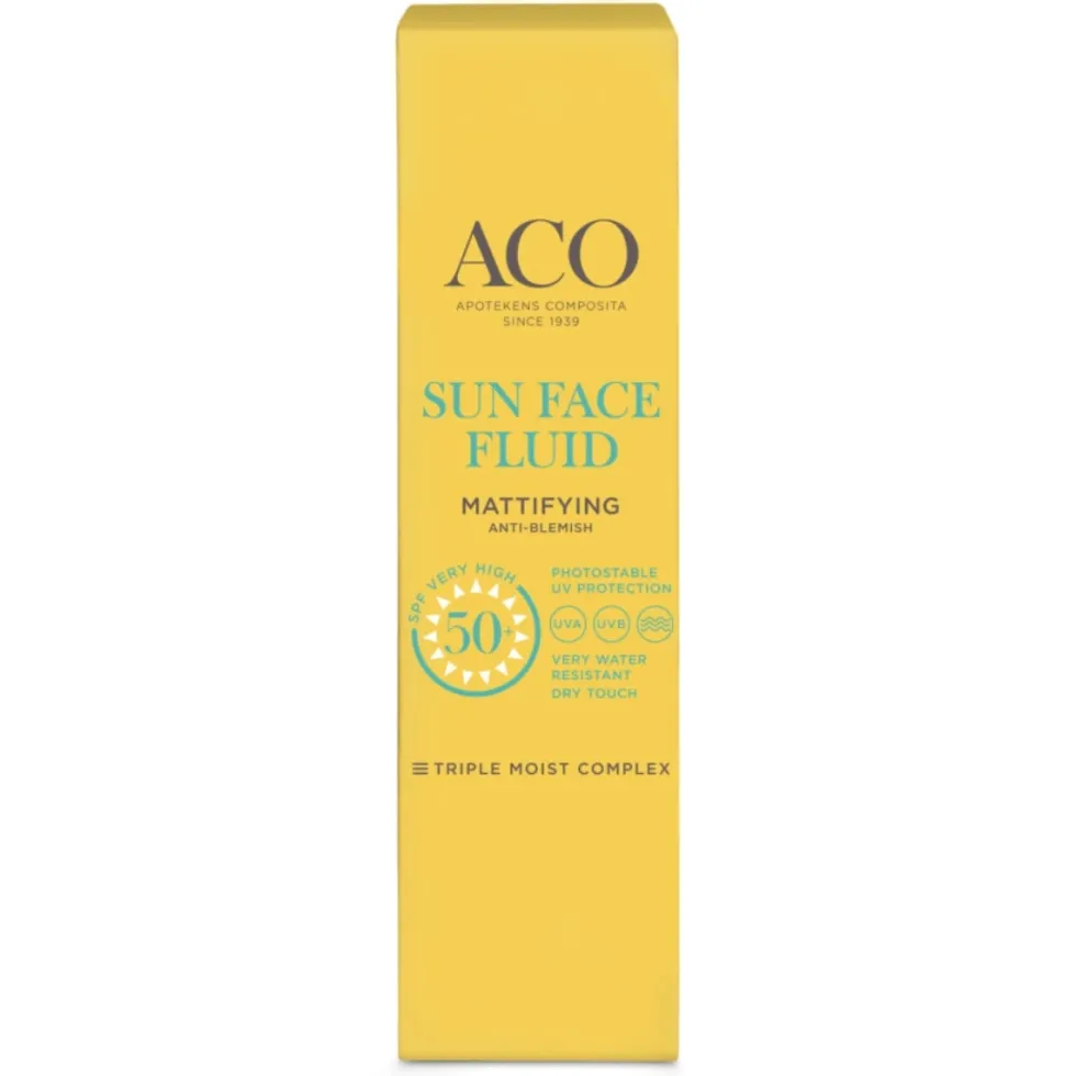 ACO Sun Face Fluid Mattifying SPF50+ aurinkovoide kasvoille 40 ml