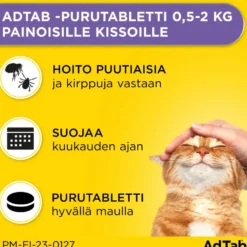 ADTAB 12 mg Vet purutabletti kissoille 0,5-2 kg 3 kpl