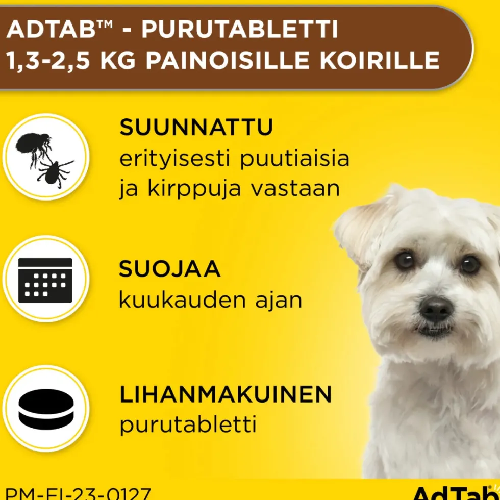 ADTAB 56 mg Vet purutabletti koirille 1,3-2,5 kg 3 kpl