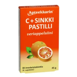 APTEEKKARIN C + Sinkki pastilli veriappelsiini 30 kpl