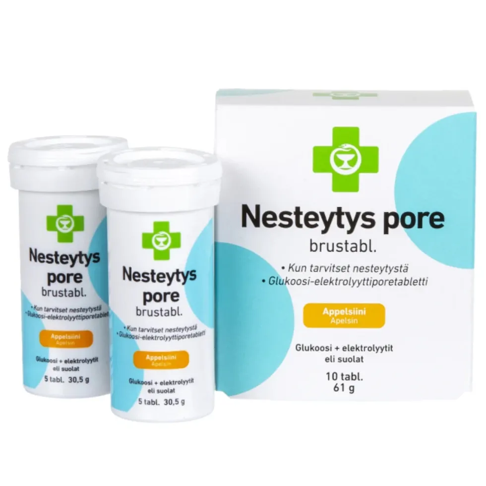 APTEEKKI Nesteytys Pore appelsiininmakuinen poretabletti 10 kpl