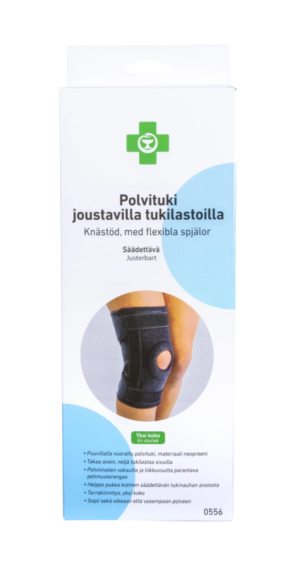 APTEEKKI Polvituki joustavilla tukilastoilla yksi koko