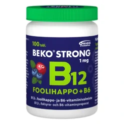 BEKO Strong B12 1 mg + Foolihappo + B6 mustikka-karpalo purutabletti 100 kpl