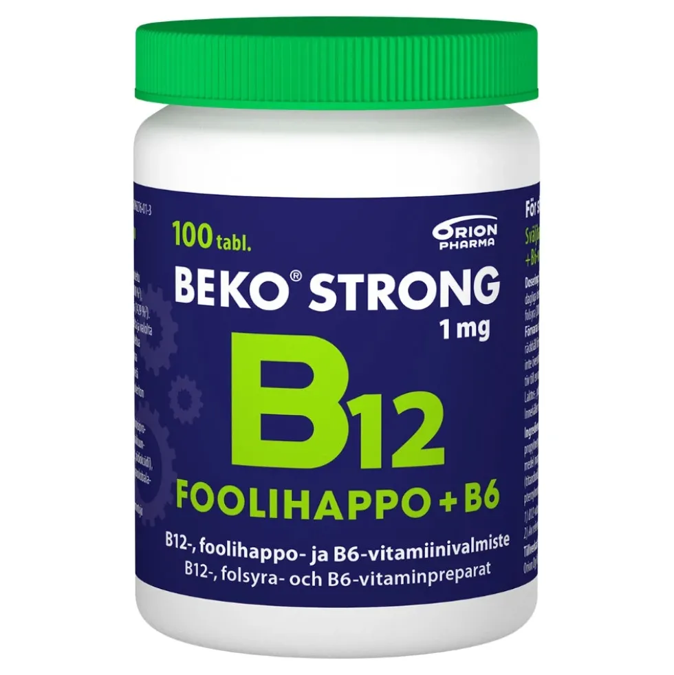 BEKO Strong B12 1 mg + foolihappo + B6 tabletti 100 kpl