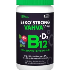 BEKO Strong B12 Vahva 1,5 mg mustikka-karpalo purutabletti 120 kpl