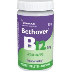 BETHOVER B12 + Foolihappo mansikka tabletti 50 kpl