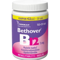 BETHOVER B12 1 mg Vadelma 150 + 20 tabl
