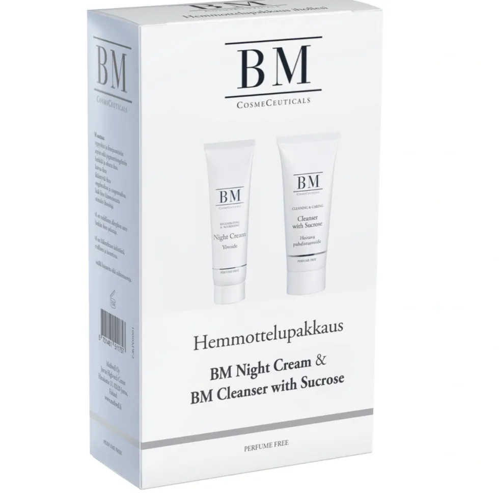 BM Night Cream 50 ml & BM Cleanser With Sucrose 100 ml lahjapakkaus