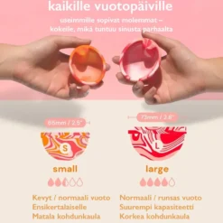 Bodyotics Kuukautislevyt poistorenkaalla beige ja pinkki 2 kpl