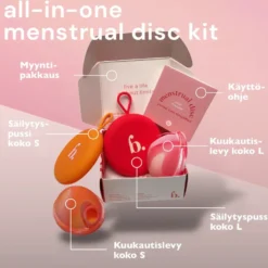 Bodyotics Kuukautislevyt poistorenkaalla oranssi ja punainen 2 kpl