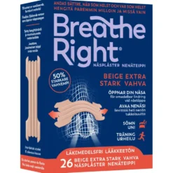Breathe Right nenäteippi Beige Extra Vahva 26 kpl