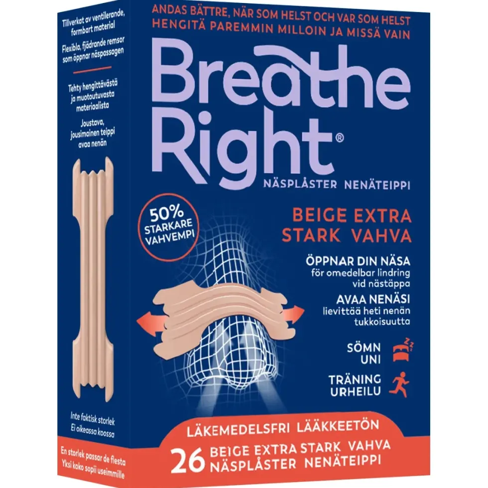 Breathe Right nenäteippi Beige Extra Vahva 26 kpl