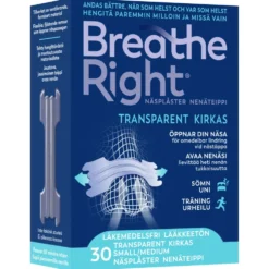 BREATHE RIGHT Nenäteippi kirkas S/M 30 kpl