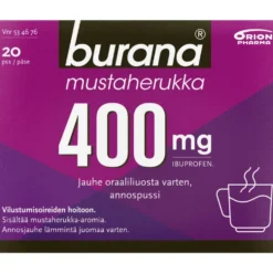 Burana Mustaherukka 400 mg jauhe oraaliliuosta varten, annospussi
