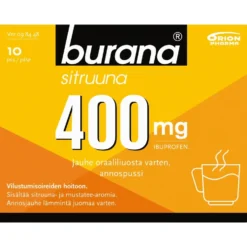 Burana Sitruuna 400 mg jauhe oraaliliuosta varten, annospussi