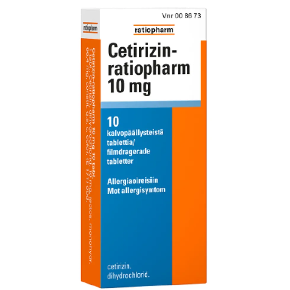 CETIRIZIN-RATIOPHARM 10 mg tabletti, kalvopäällysteinen