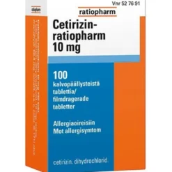 CETIRIZIN-RATIOPHARM 10 mg tabletti, kalvopäällysteinen