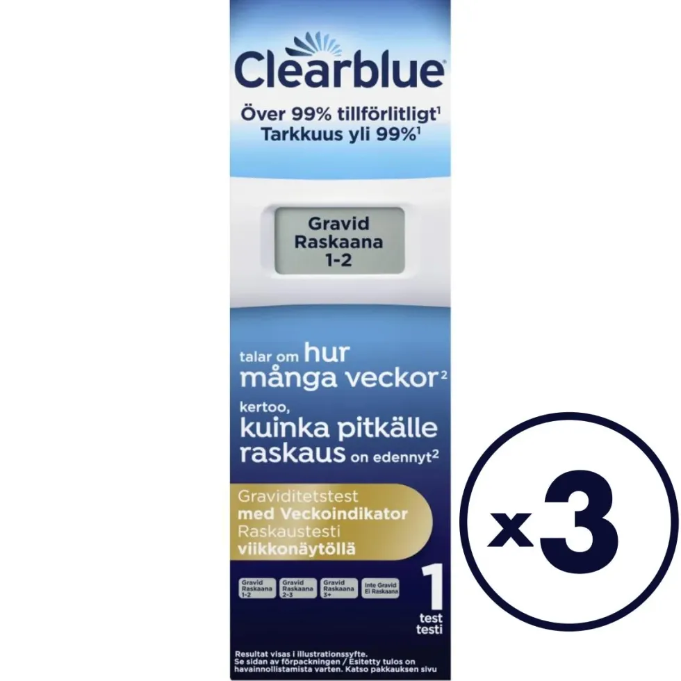 CLEARBLUE Digitaalinen raskaustesti viikkonäytöllä 3x1 kpl