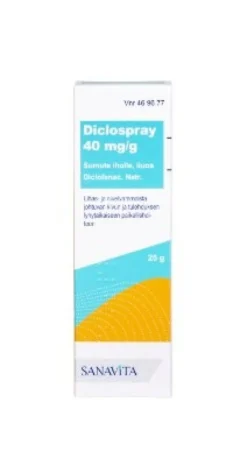 DICLOSPRAY 40 mg/g sumute iholle, liuos