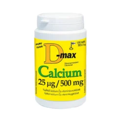 D-max Calcium 25 mikrog / 500 mg sitruunanmakuinen purutabletti