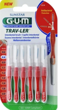 GUM Trav-ler hammasväliharja 0,8 mm punainen