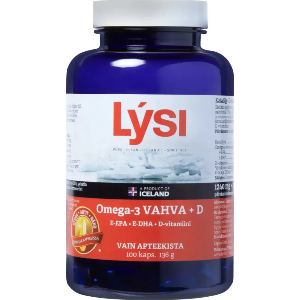 LYSI Omega-3 Vahva + D kalaöljykapseli 100 kpl