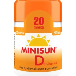 MINISUN D3-vitamiini 20 mikrog purutabletti 200 kpl