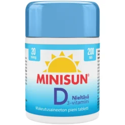 Minisun D-vitamiini Nieltävä 20 mikrog 200 tabl