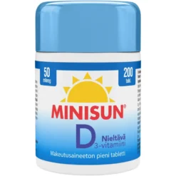 Minisun D-vitamiini Nieltävä 50 mikrog 200 tabl