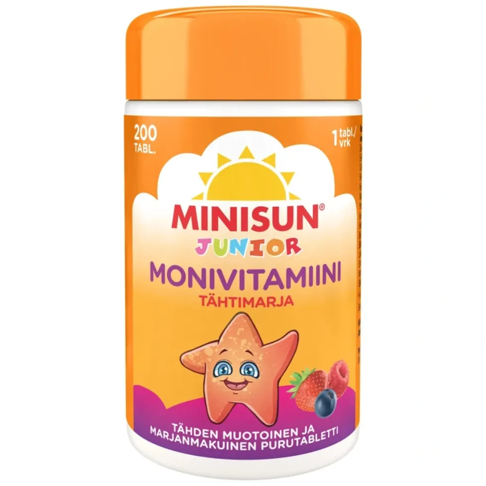 MINISUN Junior Monivitamiini Tähtimarja 200 kpl