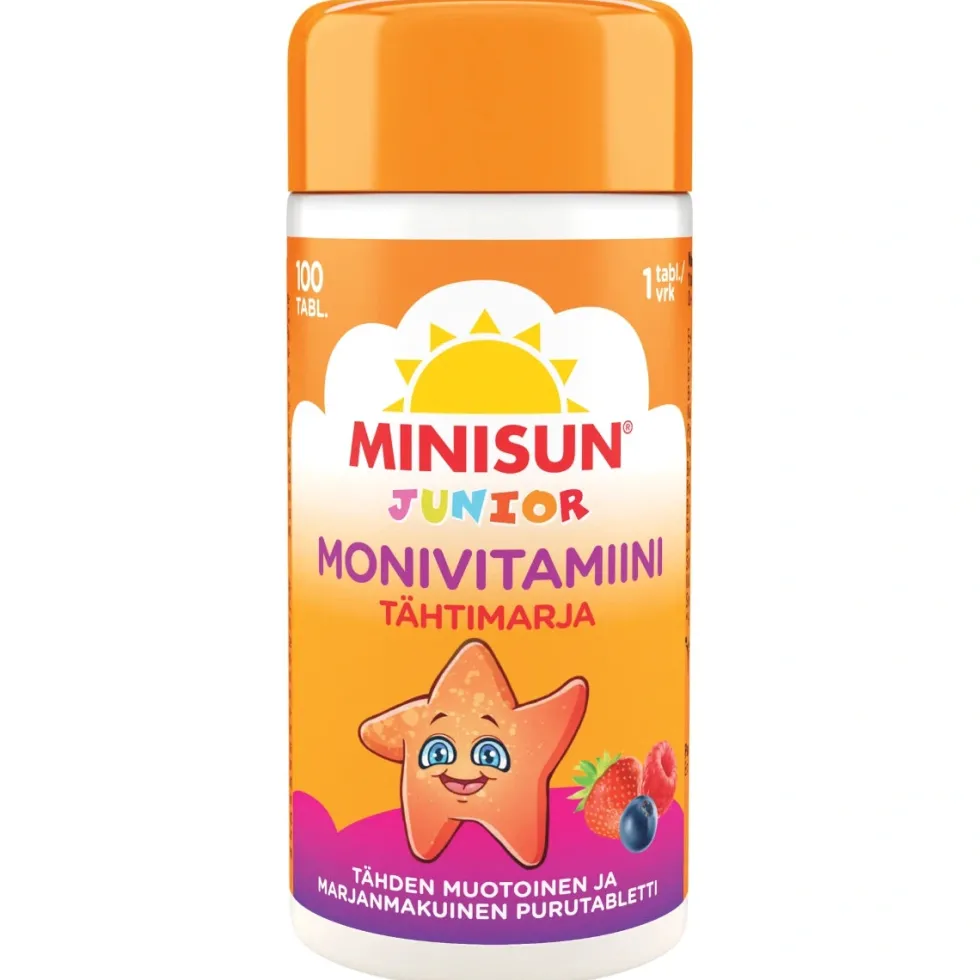 MINISUN Junior Monivitamiini Tähtimarja purutabletti 100 kpl