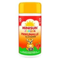 MINISUN Junior Pikkunalle D3-vitamiini mansikka 100 kpl
