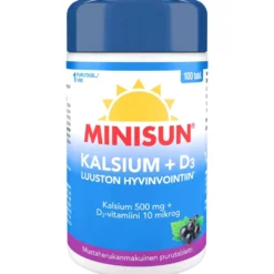 MINISUN Kalsium + D3-vitamiini 10 mikrog purutabletti 100 kpl