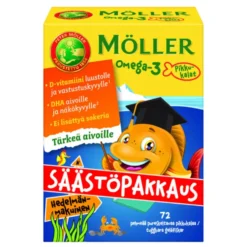 MÖLLER Omega-3 Pikkukalat hedelmäinen geelipala 72 kpl