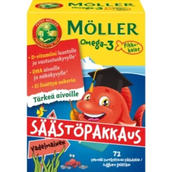 MÖLLER Omega-3 Pikkukalat säästöpakkaus vadelmainen 72 kpl