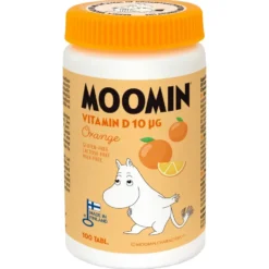 Moomin D-vitamiini 10 µg appelsiini purutabletti 100 kpl