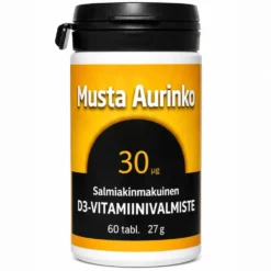 MUSTA Aurinko D3-vitamiini 30 mikrog salmiakinmakuinen 60 purutabl