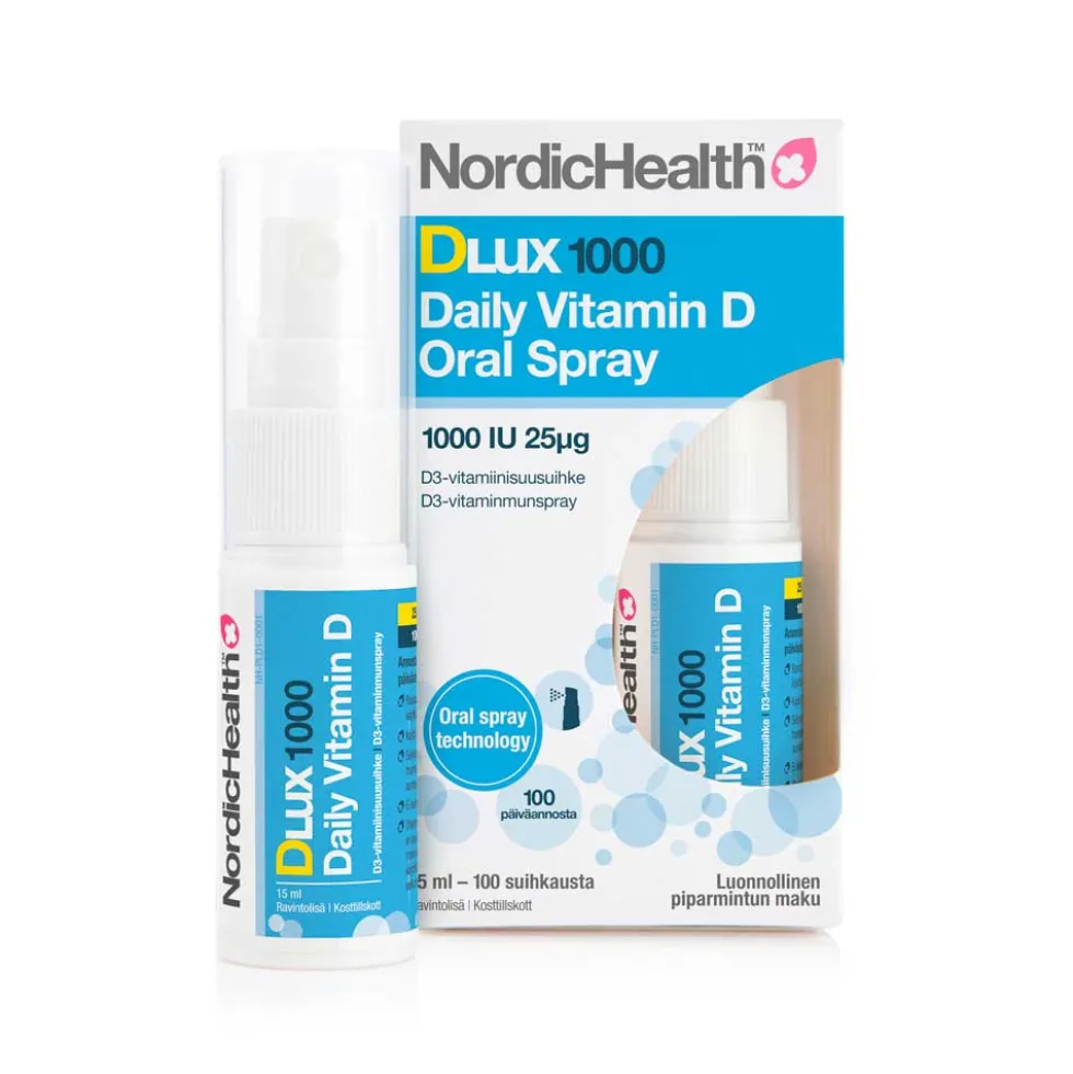 NORDIC Health Dlux 1000 IU D3-vitamiinisuusuihke
