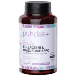 PUHDAS+ Beauty kollageeni & hyaluronihappo + C kapseli 120 kpl