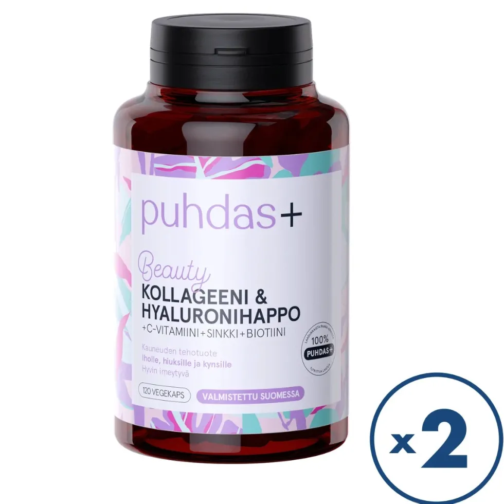 PUHDAS+ Beauty Kollageeni & Hyaluronihappo 2x120 kaps
