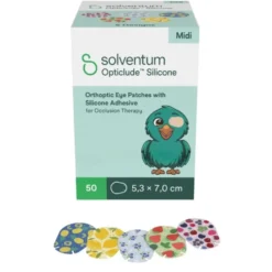 Solventum Opticlude Silicone midi silmälappu peittohoitoon lajitelma tytöille 50 kpl