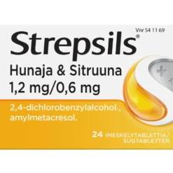 STREPSILS Hunaja & Sitruuna 0,6 mg/1,2 mg imeskelytabletti