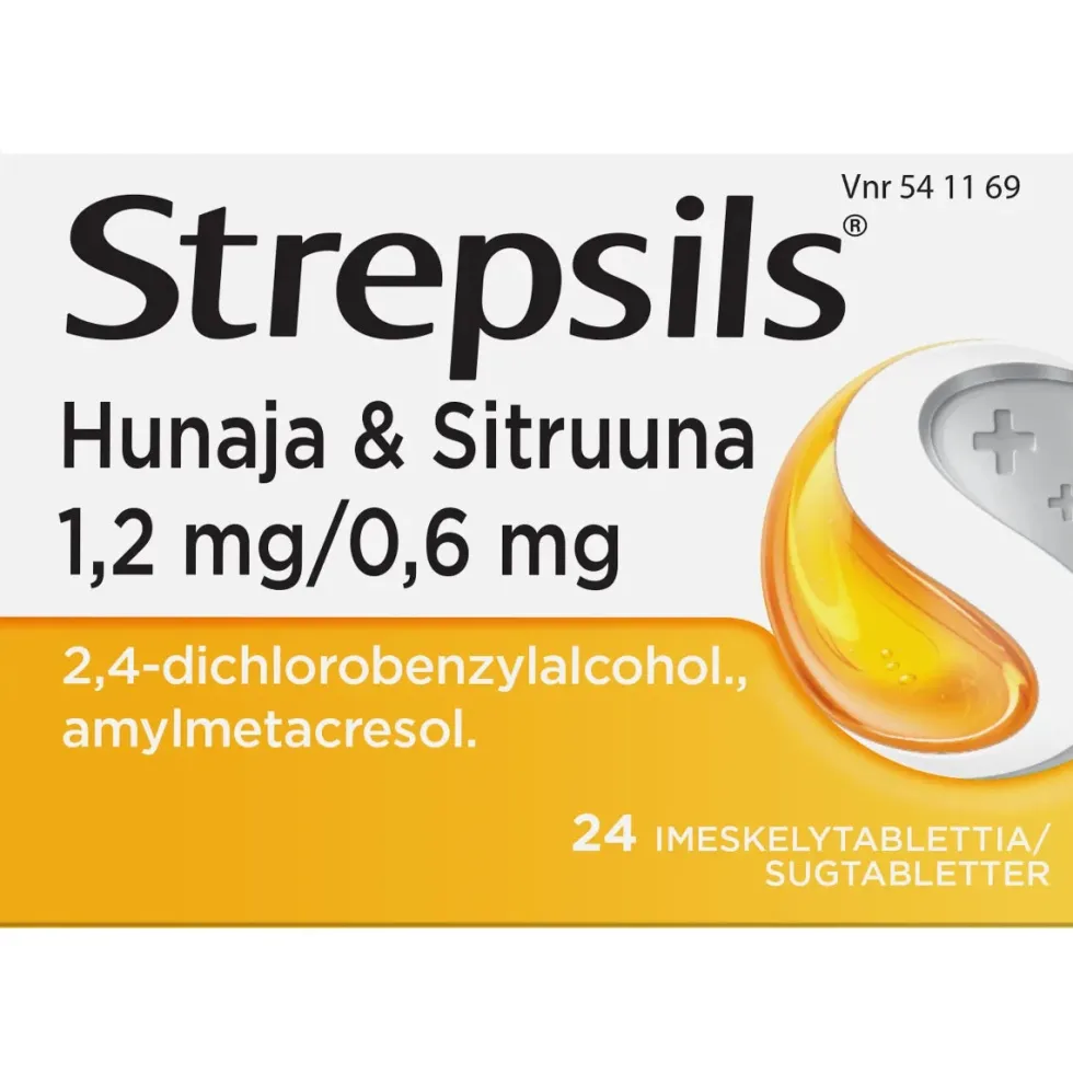 STREPSILS Hunaja & Sitruuna 0,6 mg/1,2 mg imeskelytabletti