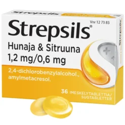 STREPSILS Hunaja & Sitruuna 0,6 mg/1,2 mg imeskelytabletti