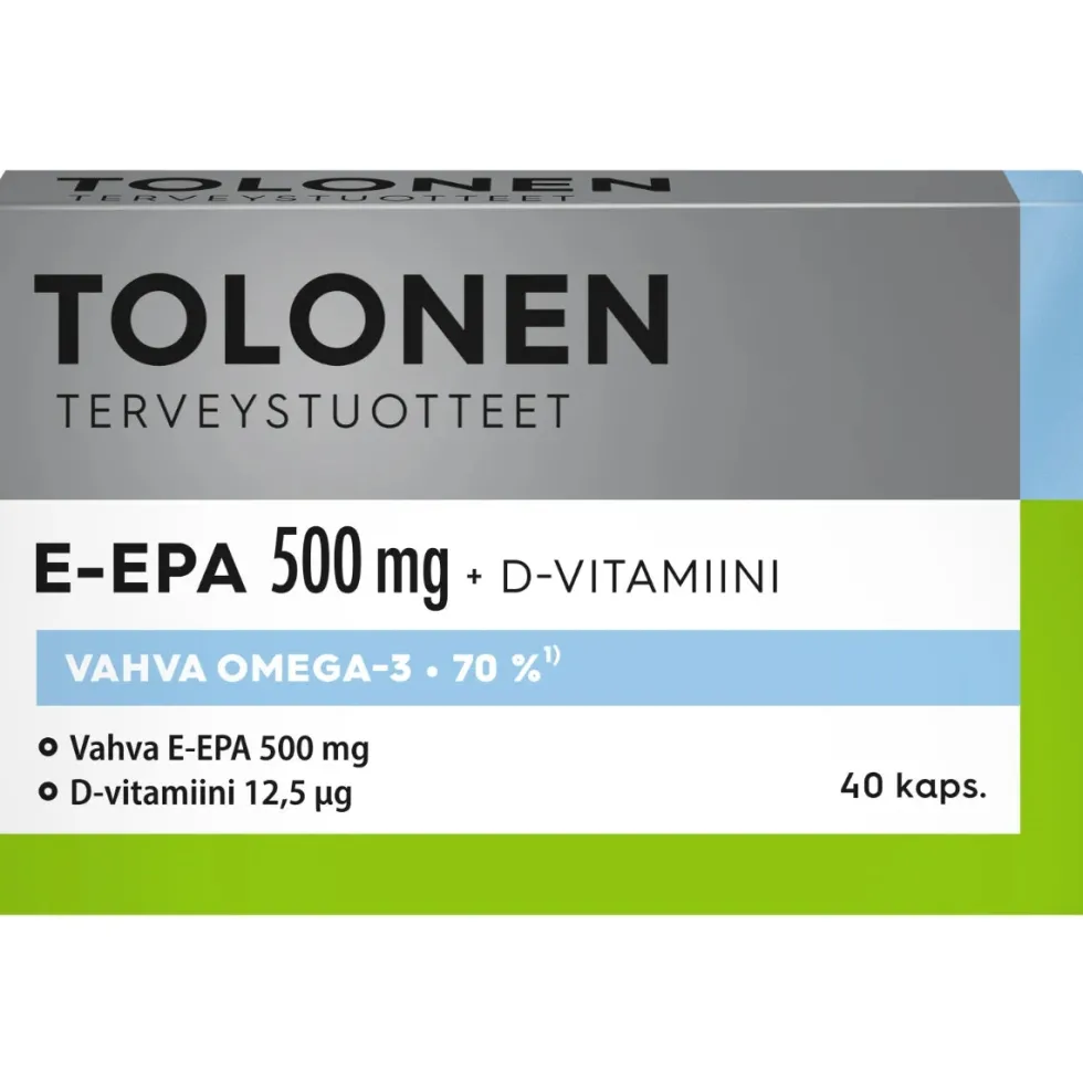 TOLONEN E-EPA kalaöljykapseli 500 mg kapseli 40 kpl