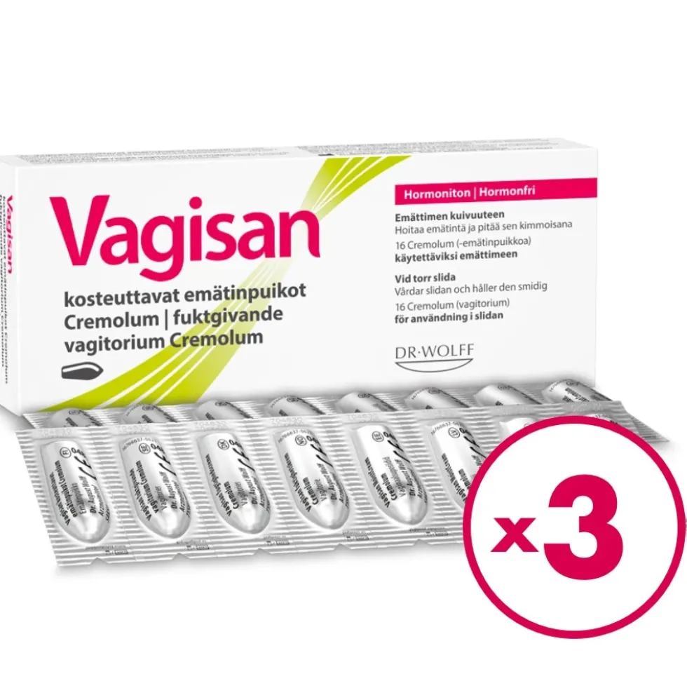 VAGISAN Cremolum kosteuttavat emätinpuikot 3x16 kpl