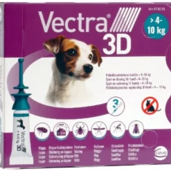VECTRA 3D 7,7 mg/87 mg/635 mg paikallisvaleluliuos koirille 4-10 kg
